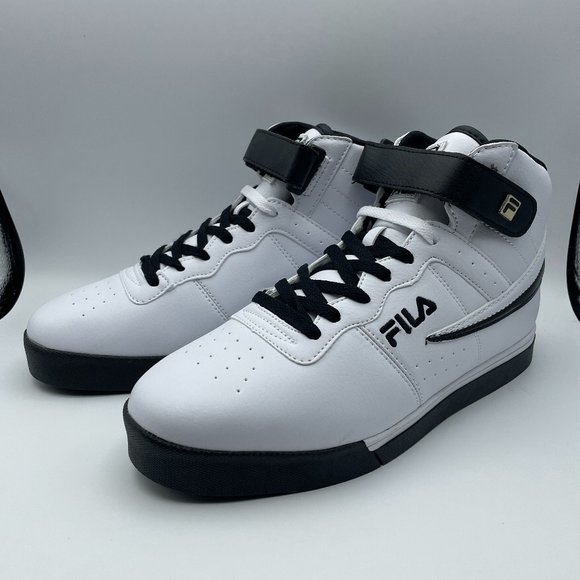New Fila Shoes Mens‎ size 9 VULC 13 MID PLUS White Black Sneakers NWT - Picture 1 of 12